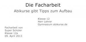 Muster Facharbeit Abitur